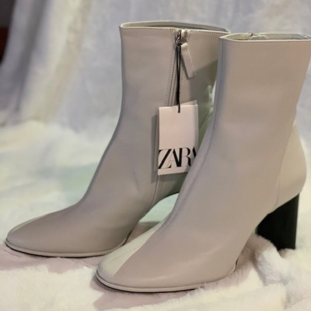 WHITE ZARA LEATHER BOOTS
